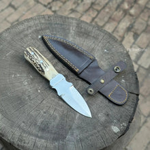 Load image into Gallery viewer, Handmade Dagger Knife with Stag Antler Handle | Full Tang Fixed Blade