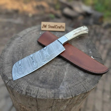 Load image into Gallery viewer, Handmade Damascus Cimeter Butcher Knife with Synthetic Stag Handle