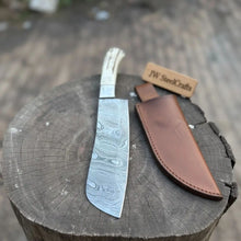 Load image into Gallery viewer, Handmade Damascus Cimeter Butcher Knife with Synthetic Stag Handle
