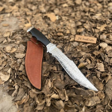 Load image into Gallery viewer, Handmade Carbon Steel Bowie Knife with Black Resin Handle | Full Tang Clip Point Blade