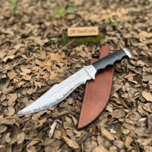 Load image into Gallery viewer, Handmade Carbon Steel Bowie Knife with Black Resin Handle | Full Tang Clip Point Blade