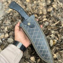 Load image into Gallery viewer, Handmade Carbon Steel Clip Point Bowie Knife with Black Micarta Handle