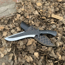 Load image into Gallery viewer, Handmade Carbon Steel Clip Point Bowie Knife with Black Micarta Handle