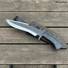 Load image into Gallery viewer, Handmade Carbon Steel Clip Point Bowie Knife with Black Micarta Handle