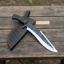 Load image into Gallery viewer, Handmade Carbon Steel Clip Point Bowie Knife with Black Micarta Handle