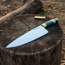 Load image into Gallery viewer, Carbon Steel Chef Knife 8” blade  Green Handle Sharp Kitchen Knife
