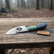 Load image into Gallery viewer, Damascus Steel Folding Gut Hook Skinner Knife 3-4 Inch Hunting Pocket Knife Liner Lock