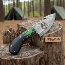Load image into Gallery viewer, Damascus Steel Folding Gut Hook Skinner Knife 3-4 Inch Hunting Pocket Knife Liner Lock