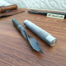Load image into Gallery viewer, Handmade Damascus Aikuchi Tanto Knife with Aluminum Saya | Full Tang Japanese Style Knife