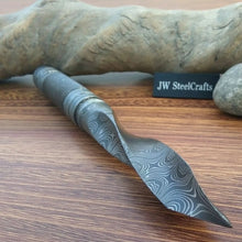 Load image into Gallery viewer, Handmade Damascus Aikuchi Tanto Knife with Aluminum Saya | Full Tang Japanese Style Knife