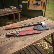 Load image into Gallery viewer, Viking Bearded Axe and Seax Knife Set | Bushcraft Wood Cutting
