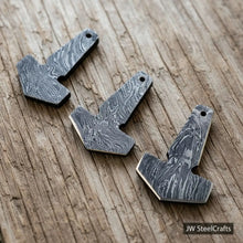 Load image into Gallery viewer, Handmade Damascus Steel Thor's Hammer Pendant Set | Viking Mjolnir Necklace Collection