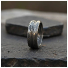 Load image into Gallery viewer, Handmade Damascus Steel Ring | Unisex Wedding Band Available in All Sizes