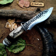 Load image into Gallery viewer, Handmade High Carbon Steel Drop Point Hunting Knife with Scrimshaw Handle