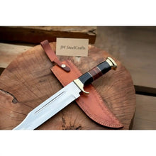 Load image into Gallery viewer, Handmade Dundee Bowie Knife -Carbon Steel Blade with resin and leather stacked Handle &amp; Leather Sheath