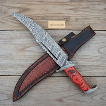 Load image into Gallery viewer, Frontier Fuller Bowie Knife 12 Fire Pattern Handmade Damascus Steel