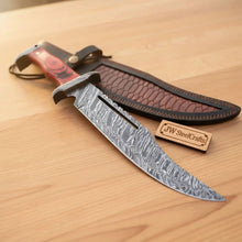 Load image into Gallery viewer, Frontier Fuller Bowie Knife 12 Fire Pattern Handmade Damascus Steel