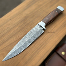 Load image into Gallery viewer, European Carving Knife Damascus Blade Wooden Handle Fixed Blade Tool