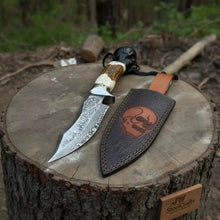 Load image into Gallery viewer, Premium Hunting Knife Damascus Steel 5” Fixed Blade Custom Handle Outdoor Knife with Sheath