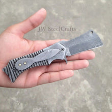 Load image into Gallery viewer, EDC Damascus Pocket Knife 3 Inch Cleaver Folding Blade Portable Utility Use