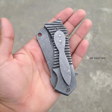 Load image into Gallery viewer, EDC Damascus Pocket Knife 3 Inch Cleaver Folding Blade Portable Utility Use