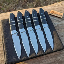 Load image into Gallery viewer, Handmade Full Tang Hunting Knife Set 6-Piece High Carbon Blades with Black Resin Handles