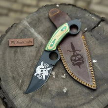 Load image into Gallery viewer, Handmade Karambit Utility Knife 7.5-Inch Curved Blade with Green Pakka Wood Handle