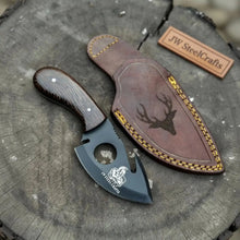 Load image into Gallery viewer, Backwoods Guthook Skinner Knife 6” – Handmade Full Tang Hunting Blade with Hardwood Handle &amp; Leather Sheath