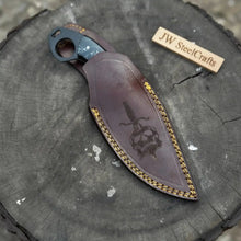 Load image into Gallery viewer, Handmade Compact Utility Ring Knife 8-Inch Skull-Etched Blade with Black Resin Handle