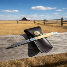Load image into Gallery viewer, Handmade Damascus Steel Folding Pocket Trapper Knife 4"with Bone Handle