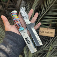 Load image into Gallery viewer, 2-Piece Fixed Blade Knives — Rasp Steel Cleaver Rainbow Resin Handle