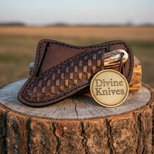 Load image into Gallery viewer, Stag Antler Damascus Bowie Knife with Belt Sheath – Handcrafted Hunting &amp; Collector's Knife