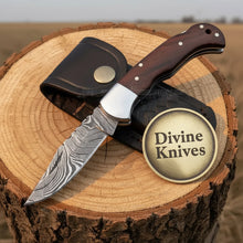 Load image into Gallery viewer, Rosewood Handle Damascus Clip Point Knife for Precision Everyday Cutting