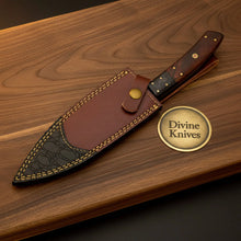 Load image into Gallery viewer, Classic Bowie Knife with Wood Handle &amp; Leather Sheath – Handcrafted Outdoor Collector's Piece