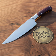Load image into Gallery viewer, Damascus Utility Knife with Resin Handle – Handcrafted Small Kitchen Knife with Sheath
