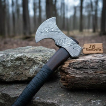 Load image into Gallery viewer, Hand Forged Damascus Steel Hatchet Hawks Tomahawk Axe Rose Wood