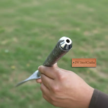 Load image into Gallery viewer, Damascus Steel Tabar Style Hand Axe with Crescent Edge and Spike | JW SteelCrafts