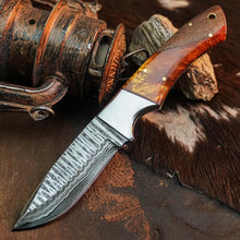 Load image into Gallery viewer, Emberwave Ridge™ Damascus Hunting Knife – Full Tang Resin Handle