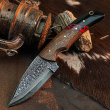 Load image into Gallery viewer, 8.3" Handmade Damascus Hunting Knife – Full Tang Wood Handle