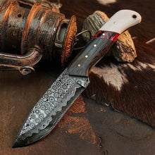 Load image into Gallery viewer, 8.6" Handmade Damascus Hunting Knife – Full Tang Wood Handle