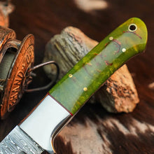 Load image into Gallery viewer, 8.8" Handmade Damascus EDC Hunting Knife – Full Tang Resin Handle