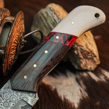 Load image into Gallery viewer, 8.6" Handmade Damascus Hunting Knife – Full Tang Wood Handle
