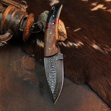 Load image into Gallery viewer, 8.3" Handmade Damascus Hunting Knife – Full Tang Wood Handle