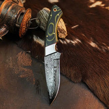 Load image into Gallery viewer, 8.3" Handmade Damascus Hunting Knife – Full Tang Micarta Handle