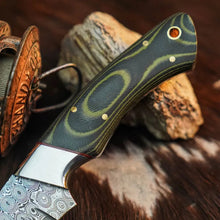 Load image into Gallery viewer, 8.3" Handmade Damascus Hunting Knife – Full Tang Micarta Handle