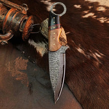 Load image into Gallery viewer, 9.6" Handmade Damascus Tanto Hunting Knife – Full Tang Resin Handle