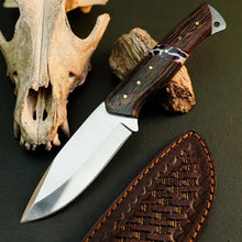 Load image into Gallery viewer, 8.7" Handmade Bushcraft Knife – Stainless Steel Full Tang Wood Handle