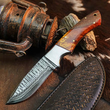 Load image into Gallery viewer, Emberwave Ridge™ Damascus Hunting Knife – Full Tang Resin Handle