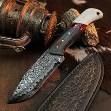 Load image into Gallery viewer, 8.6" Handmade Damascus Hunting Knife – Full Tang Wood Handle