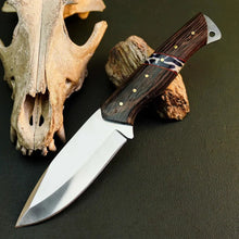 Load image into Gallery viewer, 8.7" Handmade Bushcraft Knife – Stainless Steel Full Tang Wood Handle